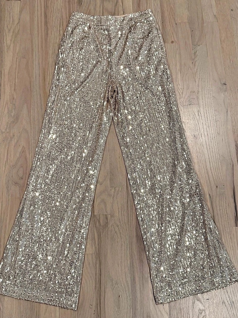 12th Tribe Gold Shimmer Sequin Pants